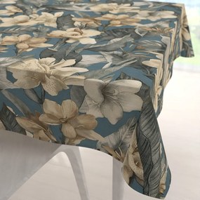 Biante Dekoračný štvorcový obrus Porto PRT-005 Kvety a listy na tmavo modrom 70x70 cm