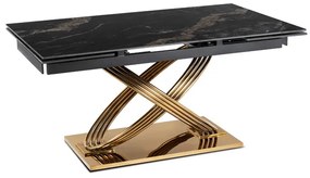Rozkladací stôl RONNY 160–240 cm Čierny mramor / Zlatá