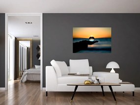 Obraz sklenenej gule v dlani (90x60 cm)
