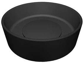 Laveo Perl, granitové umývadlo na dosku 360x360x115 mm, čierna, LAV-VGP1710T