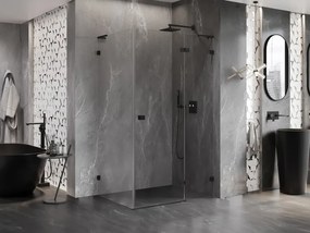 Mexen Lunar L, pravý výklopný sprchový kút 70 x 80 cm, číre sklo, čierny profil, 834L-070-080-70-00-P