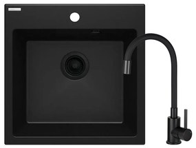 Deante ZQJNN103 - Kuchynský drez EVORA 50x50 cm + drezová batéria granit/čierna