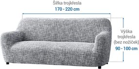 Bielastické poťahy GRAFITI NOVÉ antracit trojkreslo (š. 170 - 220 cm)