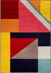 TA Viacfarebný geometrický abstraktný Koberec A095A NAVY/RED ATLANTA FMM Rozmer: 80x150 cm