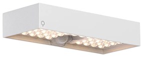 Vonkajšia nástenná lampa biela so stmievateľným svetlom a senzorom na solárny pohon - Kayo