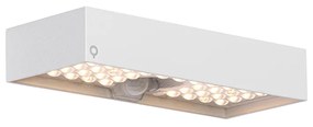 Vonkajšie nástenné svietidlo biele so stretávacím svetlom a solárnym senzorom - Kayo
