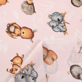 Biante Detský bavlnený záves Sandra SA-533 Austrálske zvieratká na ružovom 150x210 cm