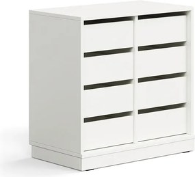 Úložná skrinka CASPER, 8 zásuviek, so soklom, biela