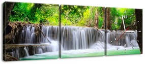 Gario Obraz s hodinami Thajsko a vodopád v Kanjanaburi - 3 dielny Rozmery: 80 x 40 cm