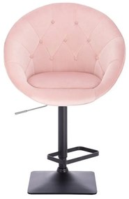 LuxuryForm DESIGN Barová stolička VERA VELUR na čiernej hranatej základni - svetlo ružová