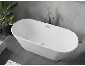 Mexen Flavia, voľne stojaca vaňa 150 x 75 cm, biela, brúsená oceľ prepad, 54031507500-97