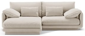 Biela zamatová rohová pohovka (ľavý roh/s leňoškou) Torino – Micadoni