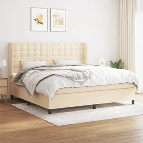 Boxspring posteľ s matracom krémová 200x200 cm látka 3128314