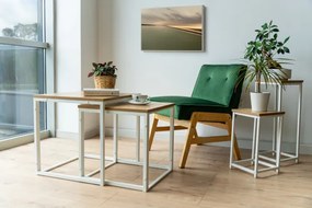 Sada 2 konferenčných stolíkov PRAVEN Craft biely