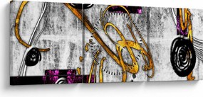 Obraz abstrakcie (s hodinami) (90x30 cm)