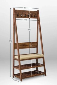 furniture-nabytek.cz - Masívny drevený vešiak s botníkom 80x175x40