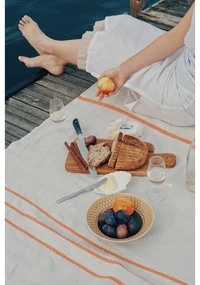 Ľanový obrus / deka Usva 150x260, ľan-oranžový