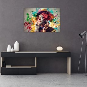 Obraz - Umelkyňa so slúchadlami (90x60 cm)