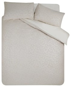 Sivobéžové obliečky na dvojlôžko zo žakára 200x200 cm Corded Leaves – Catherine Lansfield