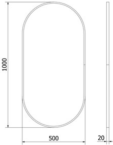 Mexen Loft, oválne kúpeľňové zrkadlo 100 x 50 cm, farba rámu zlatá lesklá, 9851-100-050-000-50