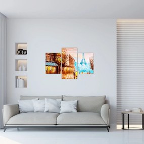 Obraz - Daždivého počasia a Eiffelovej veže (90x60 cm)