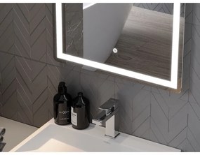 Mexen Onyx, LED kúpeľňové zrkadlo s podsvietením a kozmetickým zrkadielkom 60x80 cm, 6000K, ochrana proti zahmlievaniu, 9813-060-080-611-00