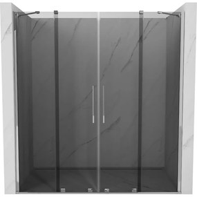 Mexen Velar Duo, posuvné sprchové dvere do otvoru 200 cm, 8mm šedé sklo, chrómová, 871-200-000-42-01