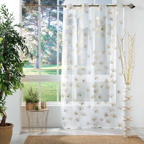 Voálová záclona v bielej a zlatej farbe 140x240 cm Ginkgold – douceur d'intérieur