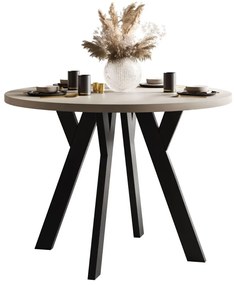 OKRÚHLY ROZKLADACÍ JEDÁLENSKÝ STÔL EWALD KAŠMÍR MATNÝ + ČIERNY 100/140 cm