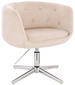 LuxuryForm DESIGN Kreslo MONTANA VELUR na striebornom kríži - krémové