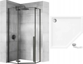 Rea Diamond Black, päťuholníkový sprchový kút 90 x 90 cm, 6mm číre sklo, čierna matná, REA-K5622