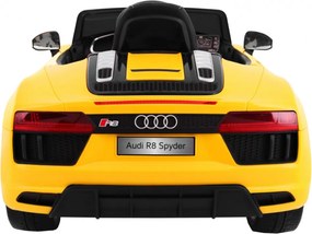 Ramiz Audi R8 Spyder batéria žltá + diaľkové ovládanie + EVA + pomalý štart + rádio MP3 + LED