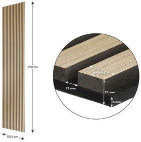 Akustický panel G21 270x60,5x2,1 cm, prírodný dub 63910193 2ks