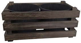 AMADEA Drevený obal s kvetináči - tmavý, 32x17x15cm Český výrobok
