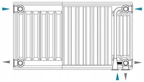 Invena Prov V22, panelový oceľový radiátor 500x900 mm, 1238W, pre spodné a bočné pripojenie, biela, INV-UG-93-509-KPL
