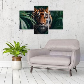 Obraz - Portrét tigra v džungli (90x60 cm)