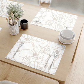 Goldea prestieranie na stôl 100% bavlnené plátno - svetlo béžové kvety na bielom - sada 2ks 30 x 40 cm
