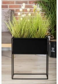 KOVOVÝ KVETINÁČ SO STOJANOM RECT 50X24X44 CM ČIERNA
