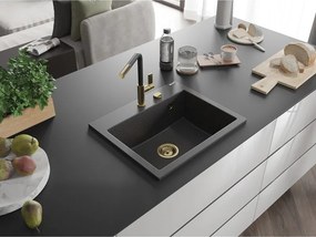 Mexen Oscar, 1-komorový granitový drez 580x490x205 mm, čierna škvrnitá, 6519581000-76-G