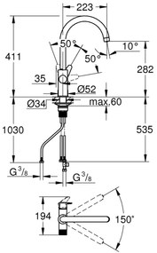 GROHE 30592000 - Drezová batéria BLUE PURE StartCurve 411 mm lesklý chróm
