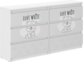 Wooden Toys Detská komoda R-140 BIELY MEDVEDÍK