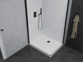 Mexen Pretoria Duo, sprchovací kút s 2-krídlovými dverami 80 (dvere) x 70 (dvere) cm, 6mm číre sklo, čierny profil + slim sprchová vanička 5cm biela s čiernym sifónom, 852-080-070-70-02-4010B