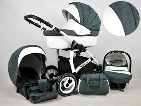 Detský kočík Rafpol White Lux - Dark Grey (2-kombinácia)