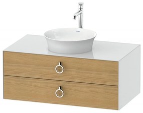 DURAVIT White Tulip závesná skrinka pod umývadlo na dosku, 2 zásuvky, 1000 x 550 x 408 mm, dub prírodný masív/biela vysoký lesk, WT49910H585