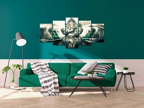 Artgeist Obraz - Buddha Style (5 Parts) Green Wide Veľkosť: 200x100, Verzia: Premium Print