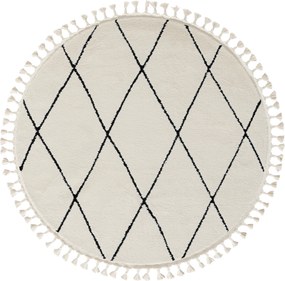My Flair, Kusový koberec Moroccan Fantasy weiß kruh, 140x140 (priemer) kruh, čiernobiela, obývacia izba