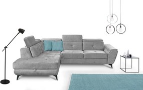 Rohová sedacia súprava Sergio, svetlo šedá látka, ľavý roh