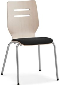 Stolička EXERCENDO, strieborná, breza, čierne čalúnenie