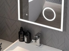 Mexen Kala kúpeľňové zrkadlo s podsvietením a kozmetickým zrkadielkom 60 x 80 cm, LED 6000K, anti-pára