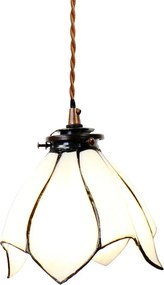 Biela závesná Tiffany lampa v tvare kvetu Folwia - Ø18*115 cm E14/max 1*25W